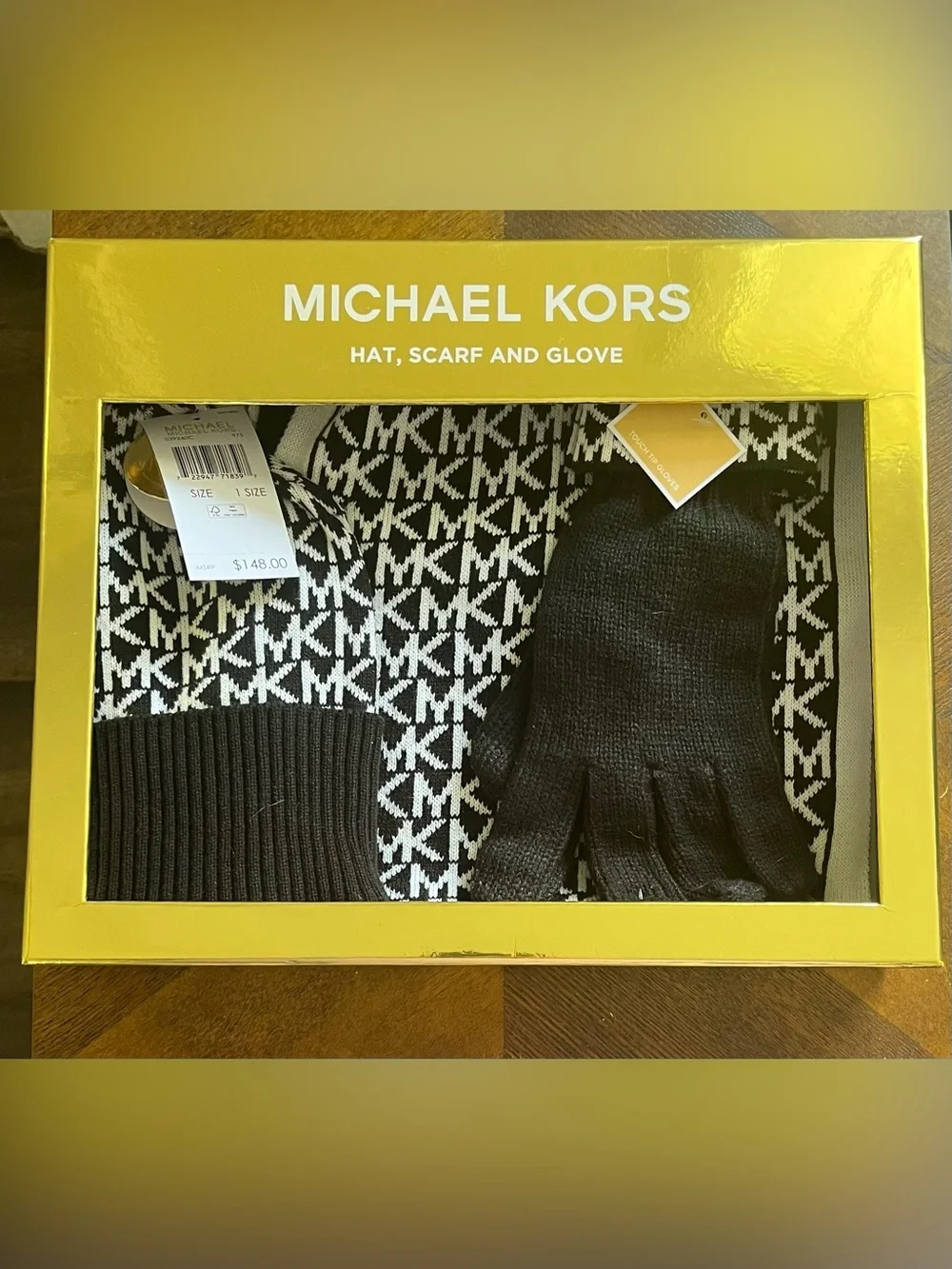 Michael Kors Logo Knit Hat, Scarf & Gloves Gift Set